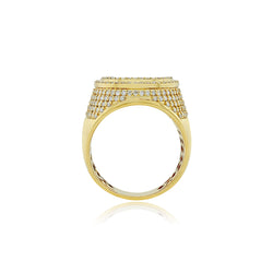 Regal Sparkle: Luxurious 14K Solid Gold Men's Fashion Ring with Natural Diamonds