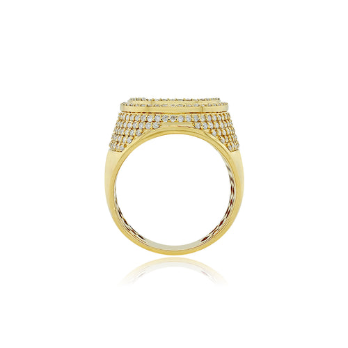 Regal Sparkle: Luxurious 14K Solid Gold Men's Fashion Ring with Natural Diamonds