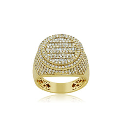 Regal Sparkle: Luxurious 14K Solid Gold Men's Fashion Ring with Natural Diamonds