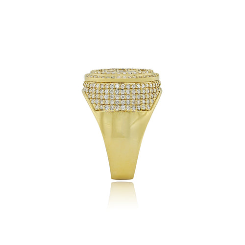 Regal Sparkle: Luxurious 14K Solid Gold Men's Fashion Ring with Natural Diamonds