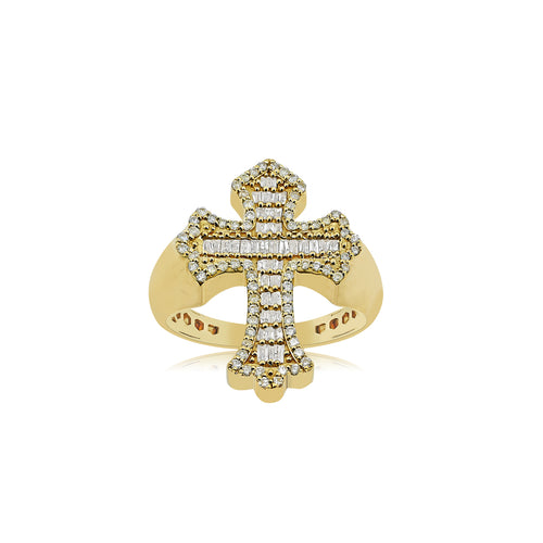 Sacred Strength: 14K Gold Men's Cross Ring