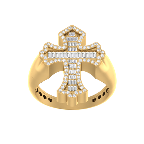 Sacred Strength: 14K Gold Men's Cross Ring