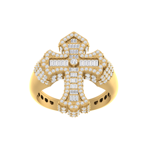 Elegant Faith: Men's 14K Gold Cross Ring