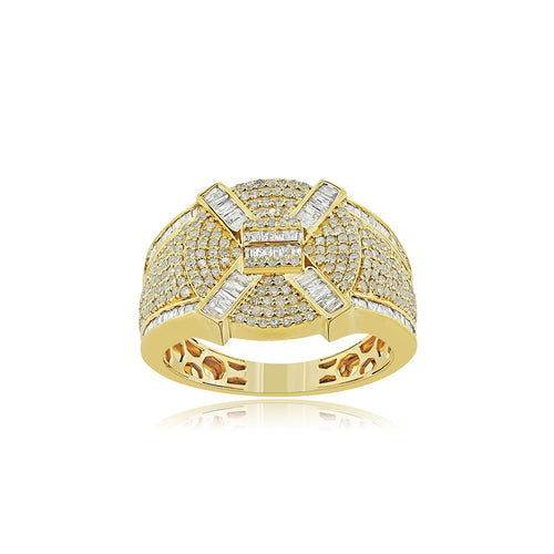 14K Gold Men’s Diamond Ring | Baguette & Pave Statement Design