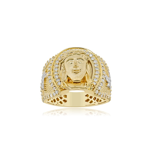 Strength in Faith with 14K Gold Jesus Ring