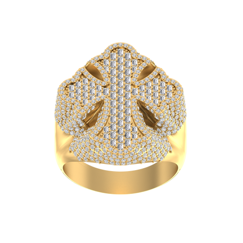 Bold Reverence: 14K Gold Cross Ring for Men