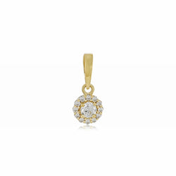 14K Gold Round Diamond Halo Pendant | Elegant Everyday Jewelry