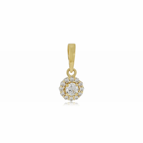 14K Gold Round Diamond Halo Pendant | Elegant Everyday Jewelry