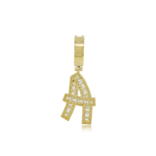 Captivating A Initial  Solid Gold Real Diamond Pendant