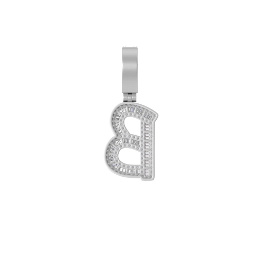 Bespoke Brilliance: B Initial Pendant with Baguette and Round Diamonds