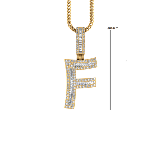 Flair of Diamonds: F Initial Pendant.