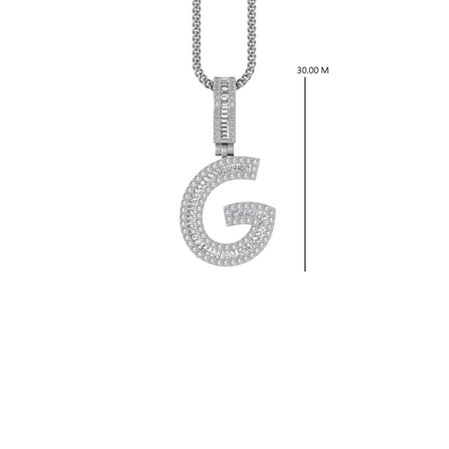 Glamour in G: Initial Pendant with Baguette and Round Diamonds.