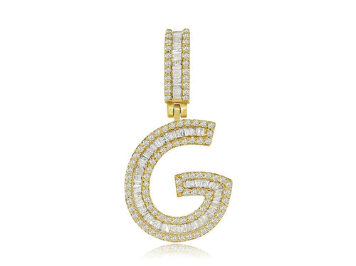 Glamour in G: Initial Pendant with Baguette and Round Diamonds.