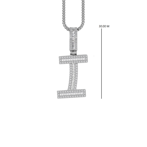 Iconic Radiance: I Initial Pendant in Baguette and Round Diamonds"