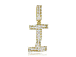 Iconic Radiance: I Initial Pendant in Baguette and Round Diamonds"