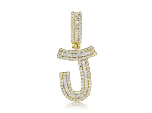 Joyful Spark: J Initial Pendant with Diamonds