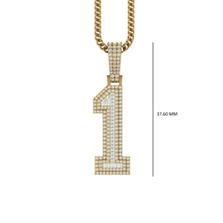 Shine Bright: Stunning 10K Solid Gold Number 1 Pendant Enriched with Diamonds