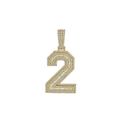 Shine Bright: 10K Solid Gold Number 2 Pendant Adorned with Natural Diamonds