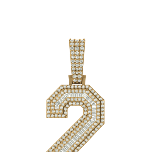 Shine Bright: 10K Solid Gold Number 2 Pendant Adorned with Natural Diamonds