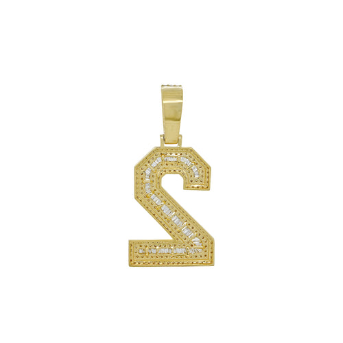 Shine Bright: 10K Solid Gold Number 2 Pendant Adorned with Natural Diamonds