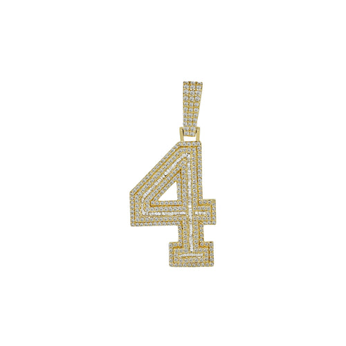 Glamour in Gold: 10K Solid Gold Number 4 Pendant with Diamonds