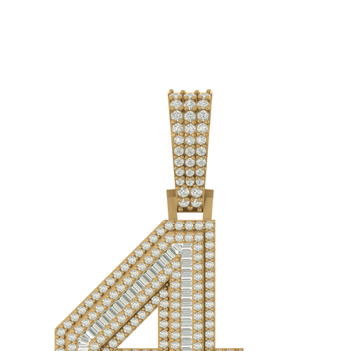 Glamour in Gold: 10K Solid Gold Number 4 Pendant with Diamonds