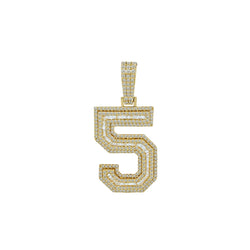 Divine Radiance: 10k Gold & Diamond Number Five Charm Pendant