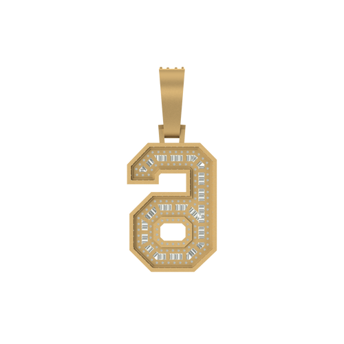 Sparkling Splendor: Number 6 Pendant in 10K Gold with Natural Diamonds