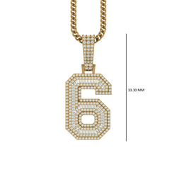 Sparkling Splendor: Number 6 Pendant in 10K Gold with Natural Diamonds