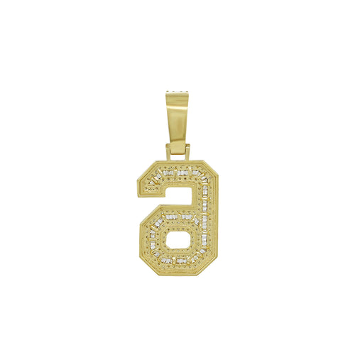 Sparkling Splendor: Number 6 Pendant in 10K Gold with Natural Diamonds