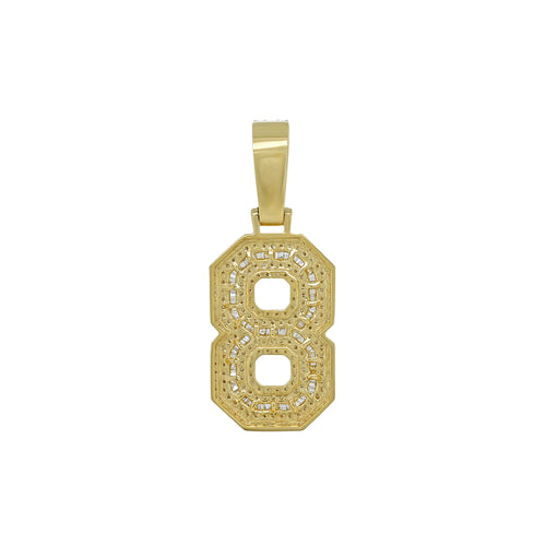 Gleaming Legacy: Natural Diamond Adorned 10K Gold Number 8 Pendant