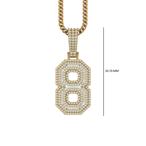 Gleaming Legacy: Natural Diamond Adorned 10K Gold Number 8 Pendant