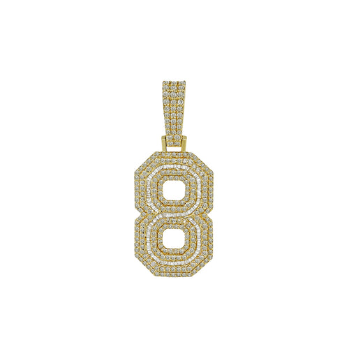 Gleaming Legacy: Natural Diamond Adorned 10K Gold Number 8 Pendant