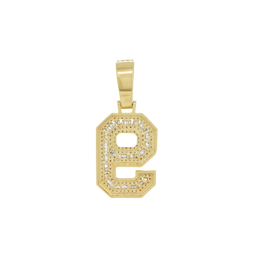 Diamond Dazzle: Luxe 10K Gold Number 9 Pendant with Natural Diamonds