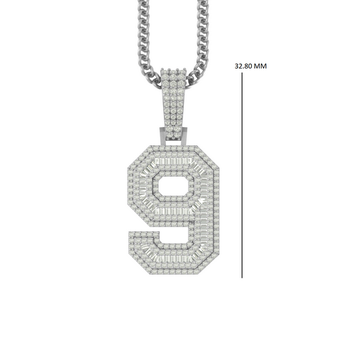 Diamond Dazzle: Luxe 10K Gold Number 9 Pendant with Natural Diamonds