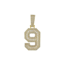 Diamond Dazzle: Luxe 10K Gold Number 9 Pendant with Natural Diamonds