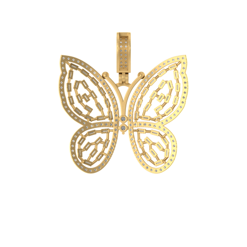 Radiant Wings: Butterfly Beauty in 14K Gold Pendant