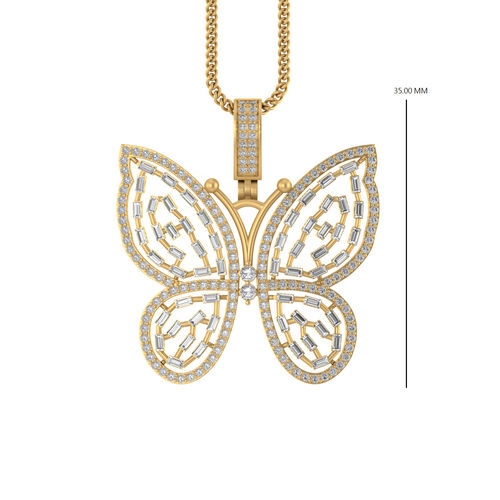 Radiant Wings: Butterfly Beauty in 14K Gold Pendant