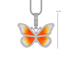 Finest Gold 14K Gold Orange & Yellow Enameled Butterfly Pendant