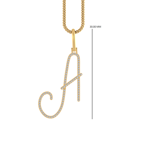 Majestic A: 14k Solid Gold Initial A Pendant