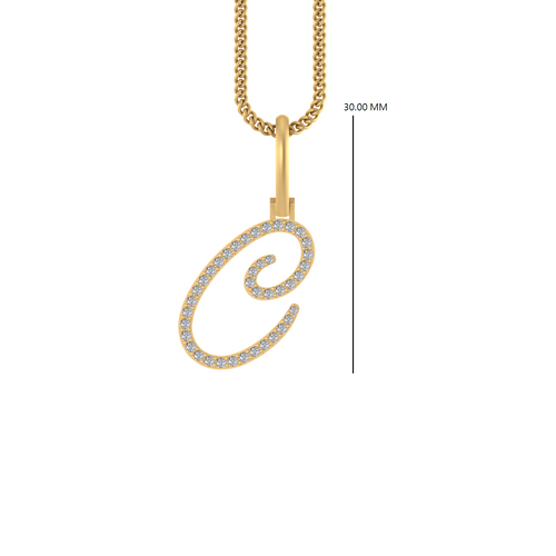 Crowned Elegance: 14k Solid Gold Initial C Pendant