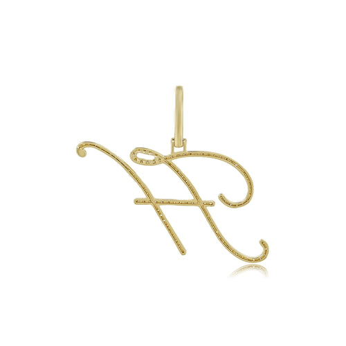 Harmonic Sparkle: 14k Gold Initial H Pendant with Diamonds