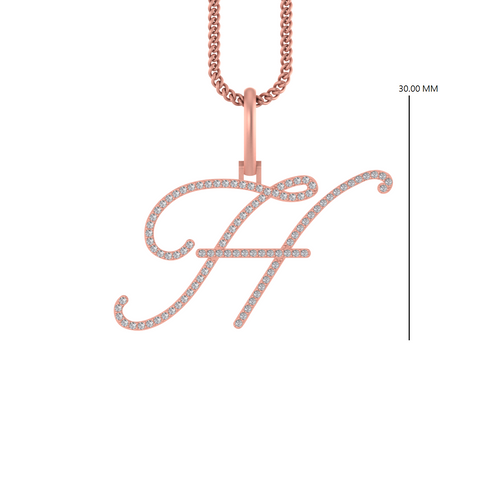 Harmonic Sparkle: 14k Gold Initial H Pendant with Diamonds