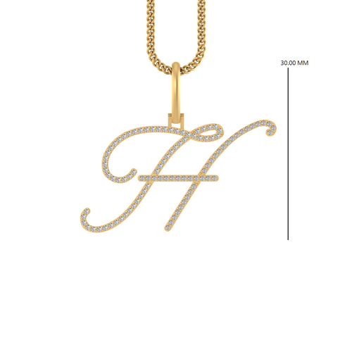 Harmonic Sparkle: 14k Gold Initial H Pendant with Diamonds