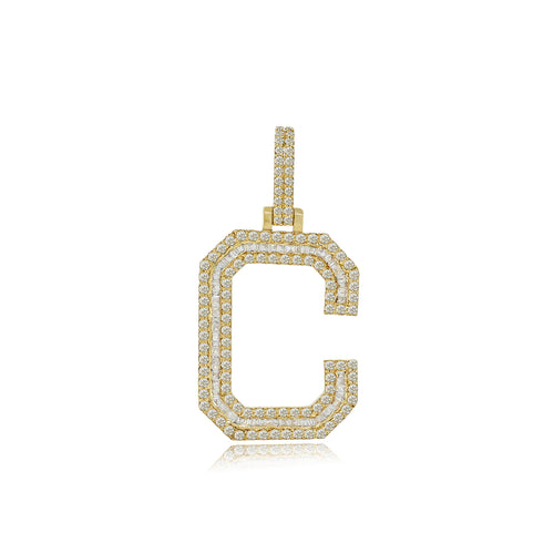 Golden Signature: 14K Baguette Initial C Pendant