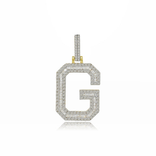 Golden Signature: 14K Gold Baguette Initial G Pendant