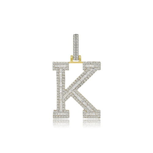 Signature Sparkle: 14K Gold Baguette Initial K Pendant