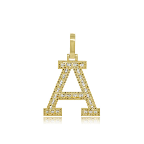 Golden Glamour: 14K Gold Baguette A Initial Pendant