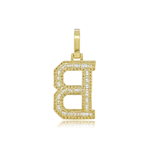 Breathtaking Brilliance: 14K Gold Baguette Initial B Pendant