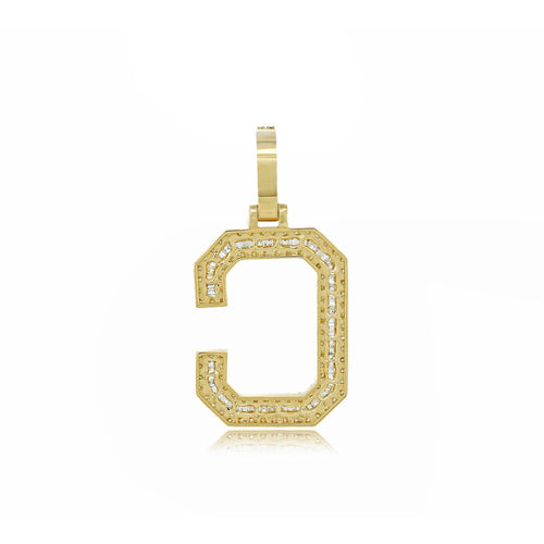 Golden Signature: 14K Baguette Initial C Pendant